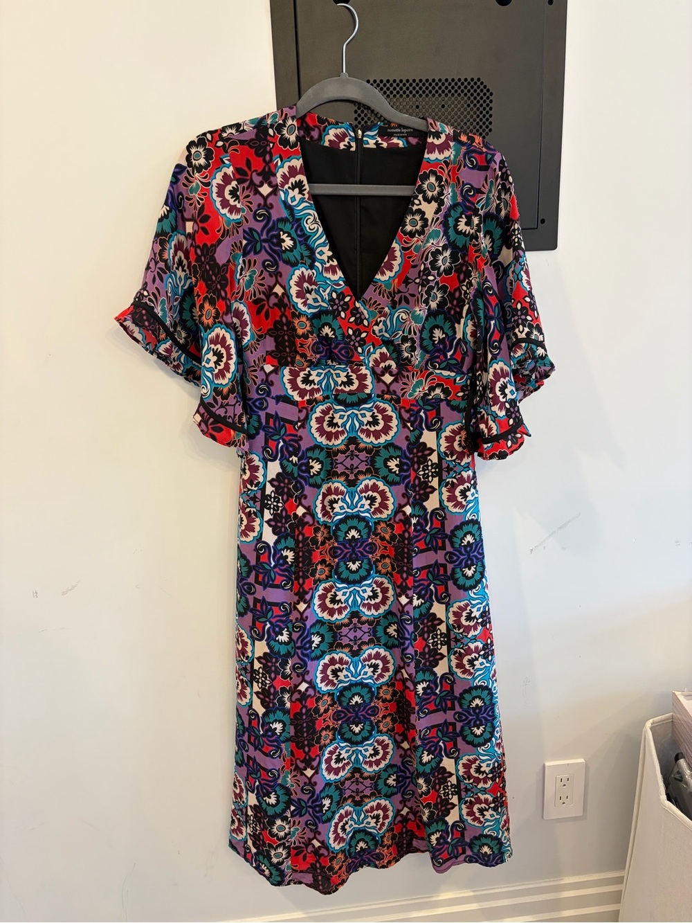 Nanette Lepore Purple Red Multicolor V-Neck Maxi Dress